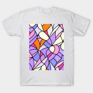 Purple Orange Pastel Abstract Art - Stained Glass T-Shirt